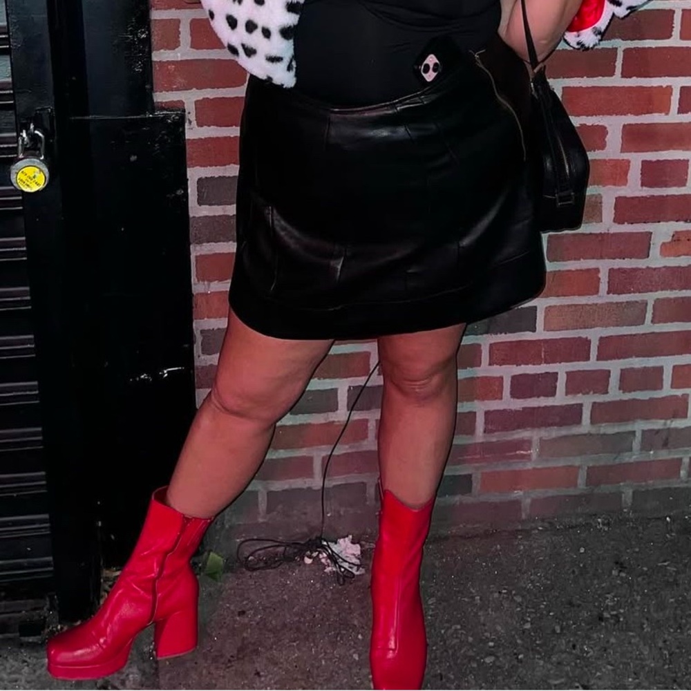 Anthro Black Leather Skirt